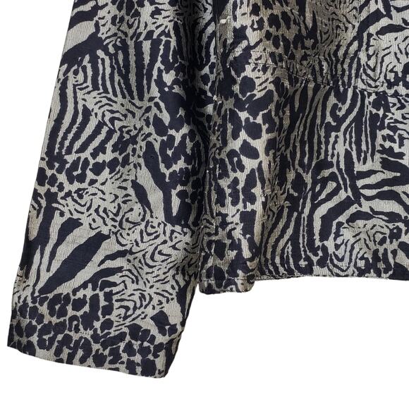 Chico's Womens S 100% Silk Animal Print Open Front Blazer - Picture 5 of 9
